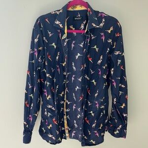Spazio Navy Shirt with Vintage Pin Up Girls